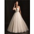 Sexy Ball Gown Deep V Neck Sheer Straps Organza Wedding Dress With Crystals Belt