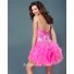 Sexy Ball Strapless Short/Mini Pink Beaded Tulle Party Cocktail Dress With Corset