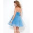 Sexy Ball Sweetheart Short Mini Blue Tulle Beaded Prom Cocktail Party Dress
