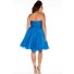 Sexy Halter Mini Short Blue Chiffon Beading Plus Size Party Prom Dress