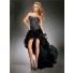 Sexy High Low Black Organza See Through Corset Beaded Evening Prom Dress