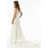 Sexy Mermaid Deep V Neck And Back Ivory Sequin Sparkly Wedding Dress With Train
