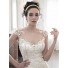 Sexy Mermaid Illusion Neckline Sheer Back Satin Tulle Applique Wedding Dress