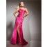 Sexy Mermaid One Shoulder Backless Long Hot Pink Silk Beading Prom Dress Cut Out