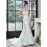 Sexy Mermaid Sheer Illusion Neckline Back Venice Lace Wedding Dress With Buttons