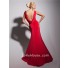 Sexy Mermaid Straps Deep V Backless Long Red Chiffon Evening Prom Dress