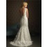 Sexy Mermaid V Neck Backless Lace Wedding Dress Empire Waist With Applique Sash