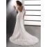 Sexy Mermaid V Neck Empire Ivory Vintage Lace Wedding Dress With Sleeves Low Back Buttons