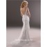 Sexy Mermaid V Neck Low Back Vintage Lace Wedding Dress With Flowers Belt