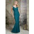Sexy Mermaid V Neck Open Back Teal Lace Beaded Formal Occasion Evening Dress