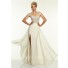 Sexy Off The Shoulder Long Cream Chiffon Beaded Prom Dress With Slit