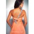 Sexy One Shoulder Long Orange Chiffon Beaded Crystal Prom Dress With Slit