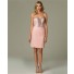 Sexy Plunging Sweetheart Neckline Short Light Pink Evening Dress With Sash