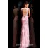 Sexy Sheath Cap Sleeve Backless High Low Long Pink Tulle Lace Prom Dress Cut Out
