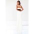 Sexy Sheath Halter Side Cut Out Backless Long Black White Chiffon Evening Prom Dress
