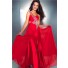 Sexy Sheath One Shoulder Side Cut Out Slit Long Red Chiffon Beaded Sequin Prom Dress