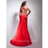 Sexy Sheath Sweetheart Backless Long Red Silk Prom Dress With Straps Beading Slit
