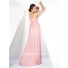 Sexy Sheath Sweetheart Long Pink Chiffon Couture Evening Dress