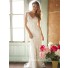 Sexy Sheath V Neck Beaded Lace Destination Wedding Dress With Low Back