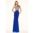 Sexy Side Cut Out Open Back Long Royal Blue Beaded Prom Dress
