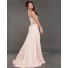 Sexy Strapless High Slit See Through Baby Pink Chiffon Beaded Prom Dress