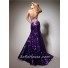 Sexy Sweetheart Long Purple Sequined Beaded Sparkle Prom Dress With Backless Slit