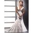 Sexy Trumpet/ Mermaid V neck Satin Wedding Dress With low back Swarovski Crystals