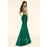 Sexy Two Piece Cut Out Emerald Green Taffeta Colorful Beaded Prom Dress