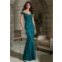 Sexy V Neck Cap Sleeve Teal Lace Mother Of The Bride Evening Dress