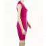 Sexy V Neck Cap Sleeve Zip Front Short Mini Pink Bandage Bodycon Party Dress