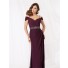 Sexy off shoulder floor length purple chiffon mother of the bride dress