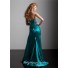 Sexy sweetheart long hunter green silk prom dress with beading and slit