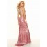 Sexy sweetheart long pink sequined backless prom dress with straps