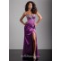 Sexy sweetheart long purple silk prom dress with beading and slit
