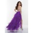 Sexy sweetheart purple organza high low prom dress with beading and ruffles