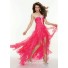 Sexy sweetheart red organza high low prom dress with beading and ruffles