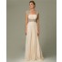 Sheath Cap Sleeve Sheer Illusion Back Long Cream Chiffon Beaded Prom Evening Dress