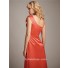 Sheath/Column asymmetrical one shoulder short coral silk bridesmaid dress