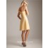 Sheath/Column asymmetrical one shoulder short pale yellow chiffon bridesmaid dress