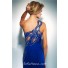 Sheath One Shoulder Long Royal Blue Chiffon Beaded Sequin Prom Dress With Slit