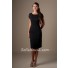 Sheath Square Neck Black Lace Short Bridesmaid Dress With Sleeves