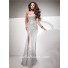 Sheath Strapless Long Silver Sequins Glitter Evening Prom Dress With Beading