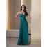 Sheath Strapless Peacock Green Chiffon Ruched Mother Of The Bride Evening Dress