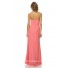 Sheath Strapless Sweetheart Neckline Long Coral Chiffon Ruched Wedding Party Bridesmaid Dress