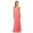 Sheath Strapless Sweetheart Neckline Long Coral Chiffon Ruched Wedding Party Bridesmaid Dress
