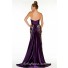 Sheath Sweetheart Long Dark Purple Satin Lace Special Occasion Prom Evening Dress