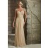 Sheath Sweetheart Open Back Champagne Chiffon Lace Mother Of The Bride Dress With Sleeves