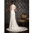 Sheath V Neck Scalloped Lace Destination Wedding Dress With Sheer Back