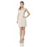 Sheath V Neck Short Beige Tulle Wedding Party Bridesmaid Dress With Straps