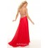 Sheath sweetheart floor length red chiffon beaded prom dress